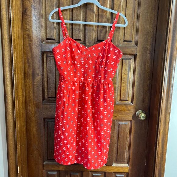 J. Crew Summer Spaghetti Strap Red Dress Women's 12 - Picture 1 of 5